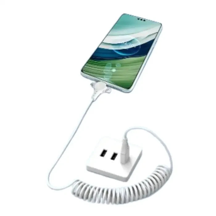 Habicare 120W 3-in-1 USB-C super-fast retractable charging cable with TWS design, showing its compact, versatile connector ports.