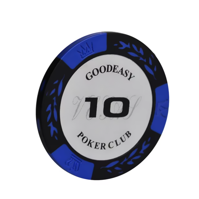 Set of 25 poker chips, 14g each, with colorful designs, for casino poker games, branded by dealonline.co.nz.