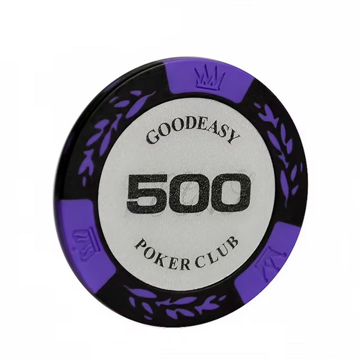 Set of 25 black and white 14g poker chips with "dealonline.co.nz" branding, used for casino poker games and gambling.