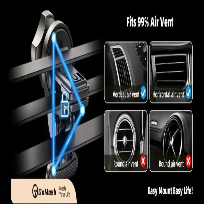 Black 15W wireless car charger and phone holder by 9eight5 from Habicare, designed for easy mounting and fast charging of smartphones.