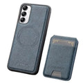 Blue 9eight5 leather 2-in-1 magnetic case for Samsung Series, featuring a sleek and protective design by Habicare.