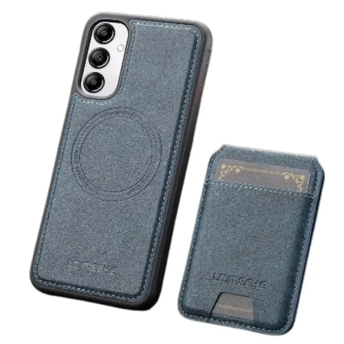 Blue 9eight5 leather 2-in-1 magnetic case for Samsung Series, featuring a sleek and protective design by Habicare.