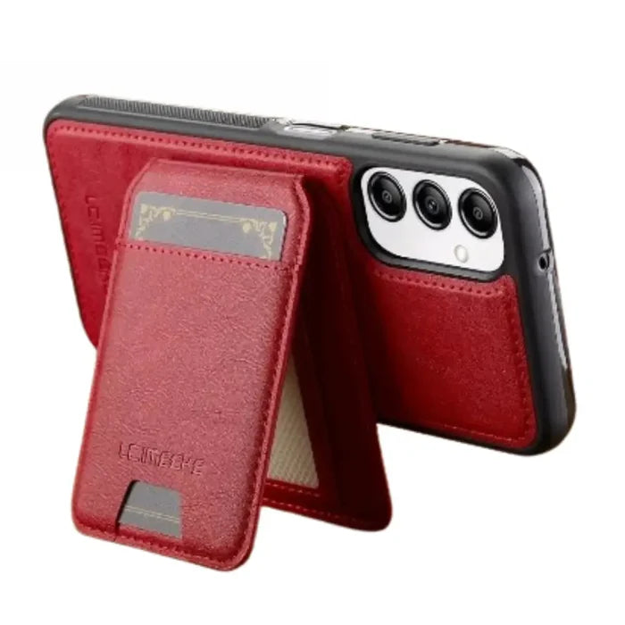 Red 9eight5 leather 2-in-1 magnetic case for Samsung series, featuring durable design and secure fit.