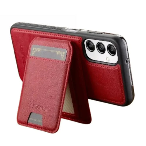 Red 9eight5 leather 2-in-1 magnetic case for Samsung series, featuring durable design and secure fit.