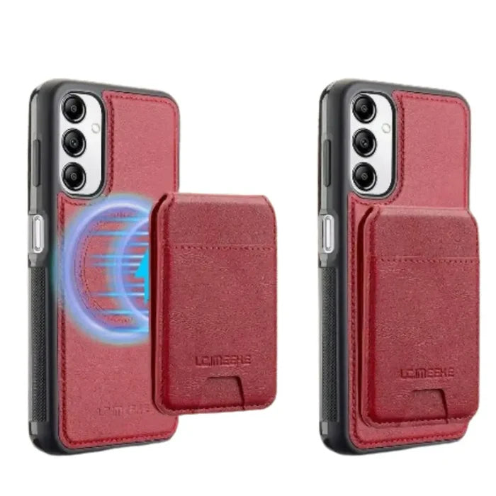 Red 2-in-1 magnetic leather case for Samsung Series by Habicare, designed for stylish protection and easy access.