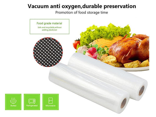 Two vacuum sealer bag rolls, 30x500cm, from dealonlinenz, with clear, durable plastic material for food preservation and storage
