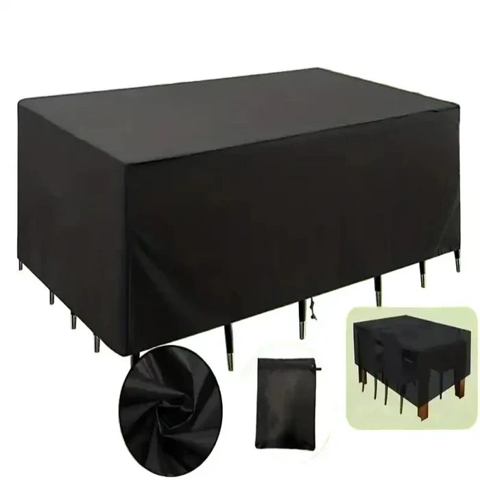 Habicare 210D Oxford waterproof garden table cover, UV and windproof, available in various sizes, protects outdoor tables from weather.