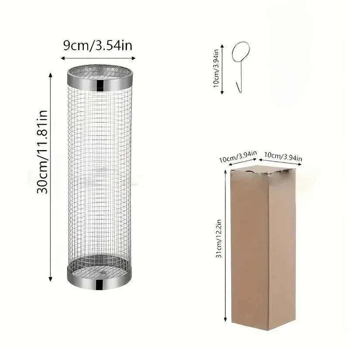 Two stainless steel grill baskets from ShopHub NZ, perfect for grilling vegetables and seafood on the barbecue.
