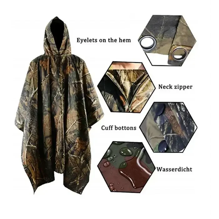 Habicare 3-in-1 rain poncho, waterproof tent, and picnic mat for outdoor activities, shown in a versatile, multi-purpose design.