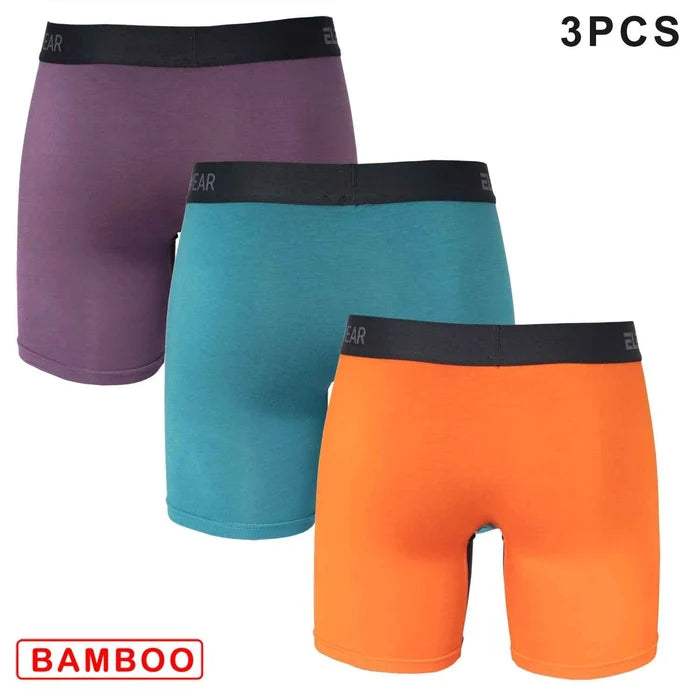 Three bamboo men's boxer shorts with front openings, breathable design, in a set of three from ShopHub NZ.