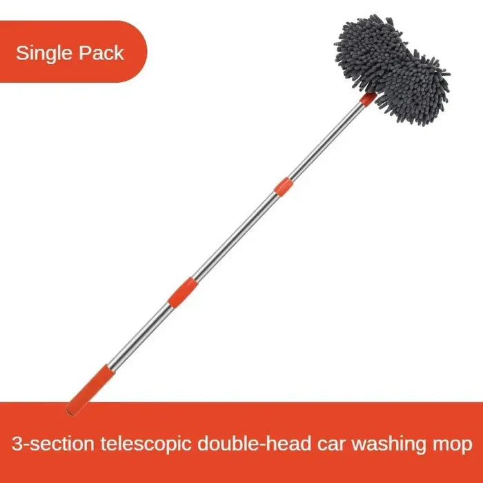 Habicare HBC 3-section telescopic car wash mop with double brush head, adjustable extendable handle for easy vehicle cleaning