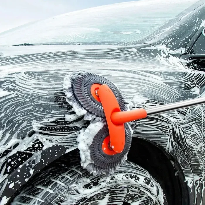 Habicare 3-Section Telescopic Car Wash Mop with double brush head, adjustable length for easy vehicle cleaning.