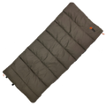 Olive green compact sleeping bag, lightweight, durable fabric, perfect for camping and outdoor adventures.