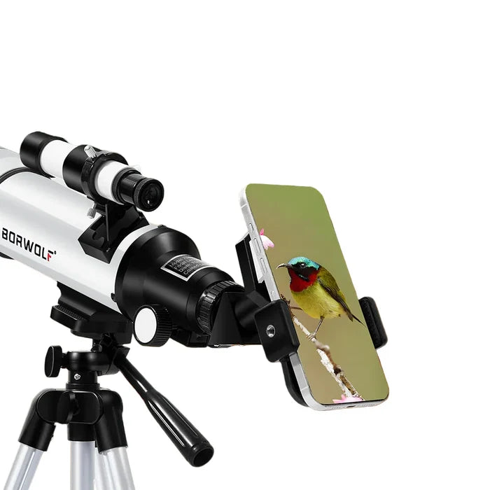 Habicare 333x HD Astronomical Telescope focused on the Moon with detailed lens and sturdy tripod for stargazing and lunar observation.