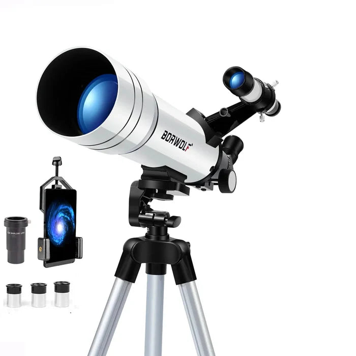 Habicare 333x HD Astronomical Telescope focused on the Moon, showcasing its detailed lens and sturdy build for stargazing.
