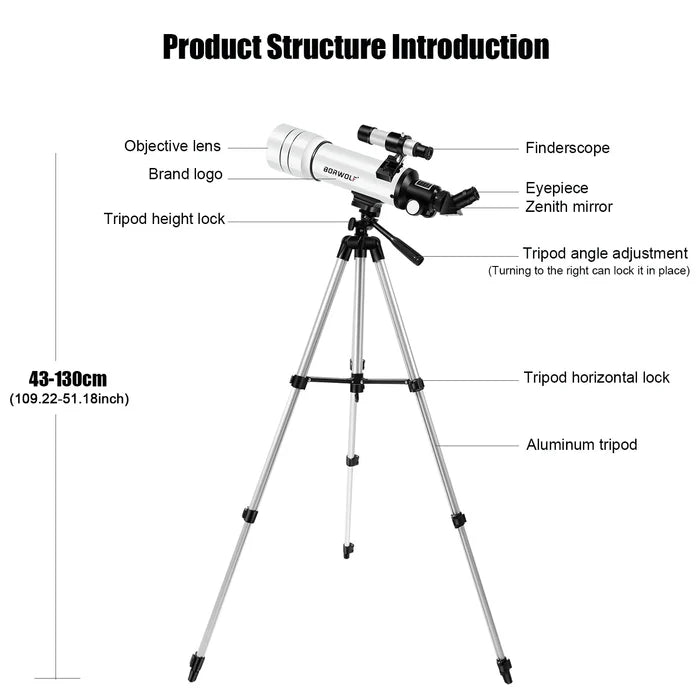Habicare 333x HD Astronomical Telescope focusing on the Moon, with detailed lunar surface visible through the SS model.