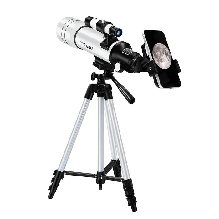 Habicare 333x HD Astronomical Telescope focused on the Moon, showcasing detailed lunar surface for stargazing and astronomy.