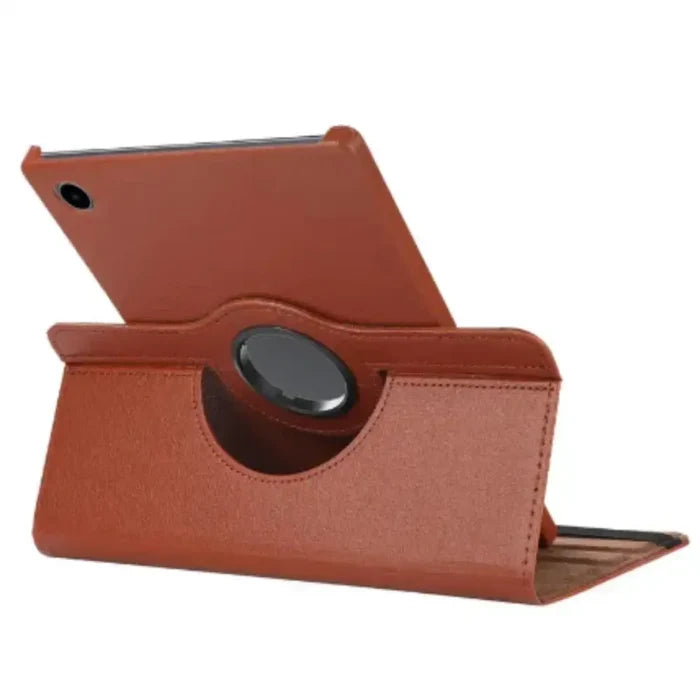 Brown 360° rotating case for Samsung Galaxy Tab by 9eight5, made by Habicare, featuring a sturdy protective design.
