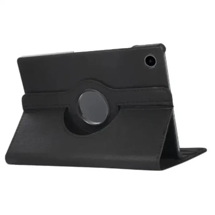 Habicare 9eight5 360° rotating tablet case for Samsung Galaxy Tab series in five colors, showing the adjustable stand and protective cover.