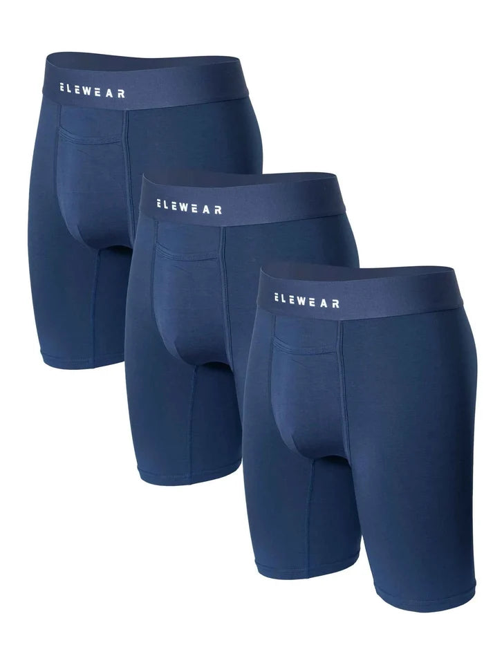 Three pairs of men's breathable modal boxer shorts with open, comfortable design, ideal for everyday wear.