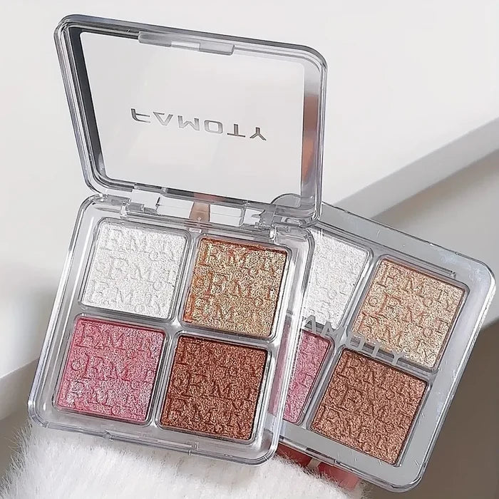 ShopHub NZ 4 colour face highlighter palette with shimmering shades for glowing makeup looks.