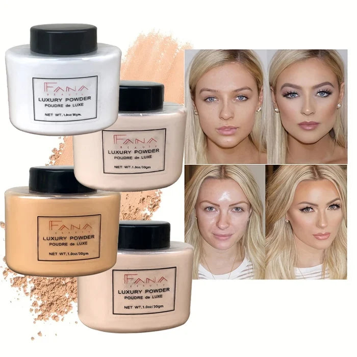 Four-color luxury powder makeup palette with vibrant shades in sleek compact, ideal for versatile beauty looks.
