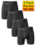 Four men's breathable boxer shorts in assorted colors, plus size 1XL-5XL, made by ShopHub NZ, displayed laid flat.