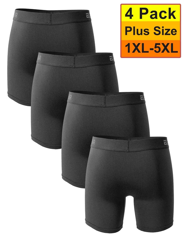 Four pairs of men's breathable boxer shorts in various colors, plus size 1XL-5XL, made by ShopHub NZ.