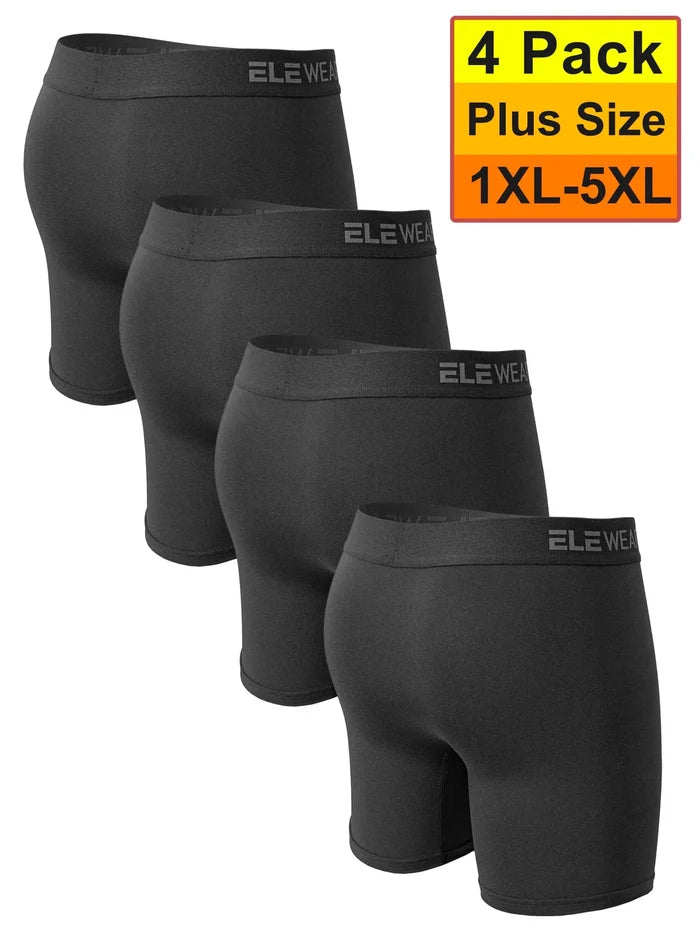 Four men's breathable boxer shorts in different colors from ShopHub NZ, plus size opening boxershorts 1XL to 5XL, laid flat.