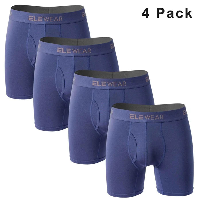 Four men's breathable boxer shorts with opening in plus size, featuring comfortable fabric and relaxed fit, by ShopHub NZ.