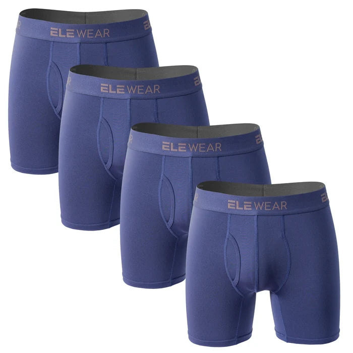 Four men's breathable boxershorts with opening, plus size, made by ShopHub NZ, shown in a pack with comfortable fabric and waistband.
