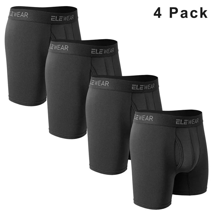Men's breathable boxer shorts with opening, four-pack by ShopHub NZ, featuring comfortable, lightweight fabric and functional fly design.