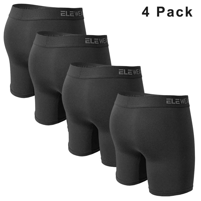 Four men's breathable boxer shorts with opening, made by ShopHub NZ, shown laid flat with waistband and fly open for comfort.