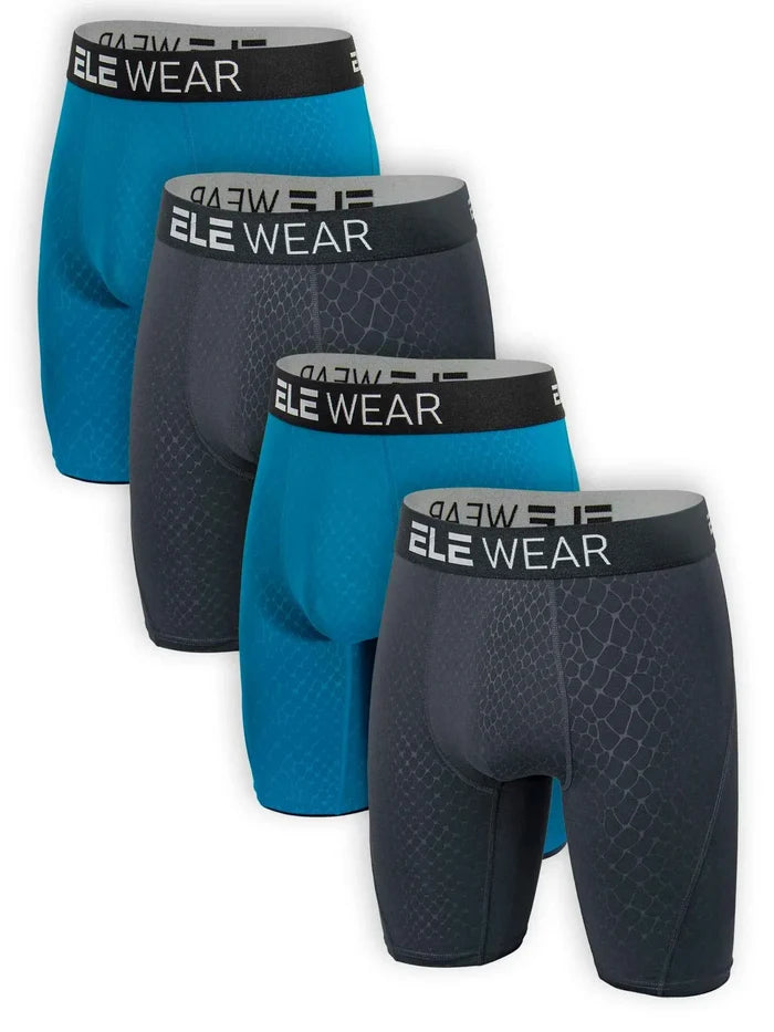 Four pairs of men's breathable boxer shorts in plus size, made by ShopHub NZ, displayed in a row on a neutral background.