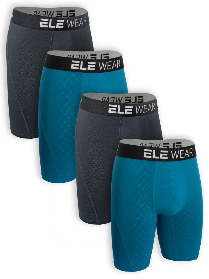 Four pairs of men's breathable boxer shorts in plus size, comfortable men's underwear from ShopHub NZ, shown in various colors.