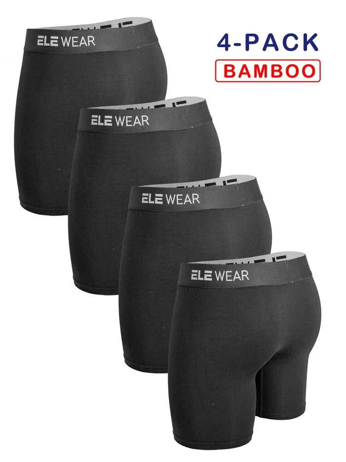 Set of four bamboo men's sports boxer briefs, long athletic style, breathable and comfortable men's underwear from ShopHub NZ.