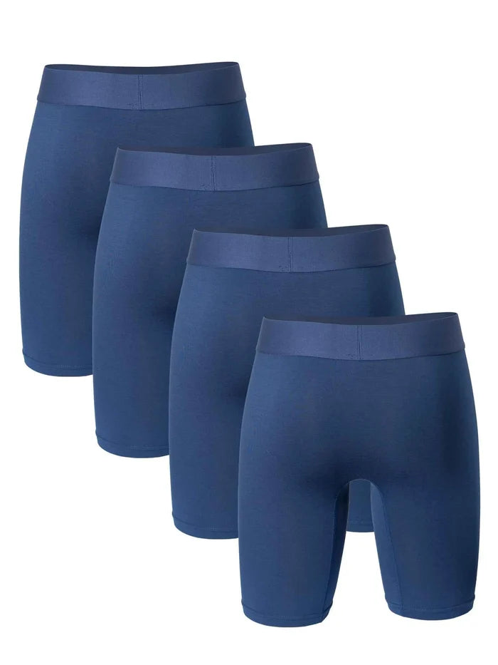 Four men's breathable boxer shorts from ShopHub NZ featuring a convenient opening for comfort and easy wear.