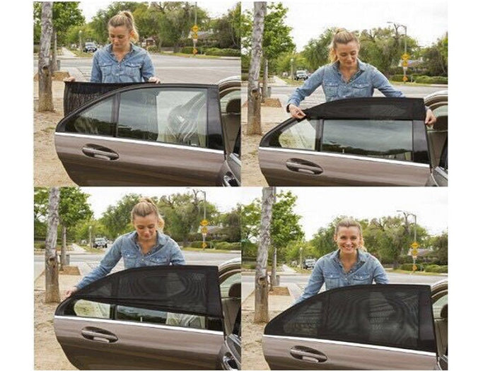 Dealonline.nz 4-piece car window sun shade cover set, front and rear side mesh visors for sun protection in vehicles.