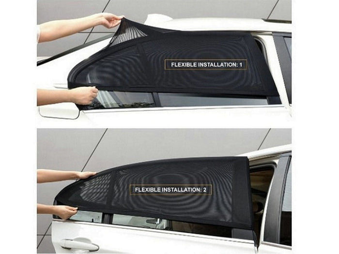 Set of four dealonlinenz mesh sun shade covers for car front and rear side windows, providing sun protection and privacy.