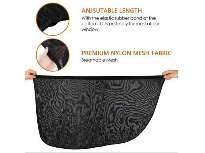 Set of four DealOnline.nz car side window sun shade covers, mesh visor shields for front and rear windows.
