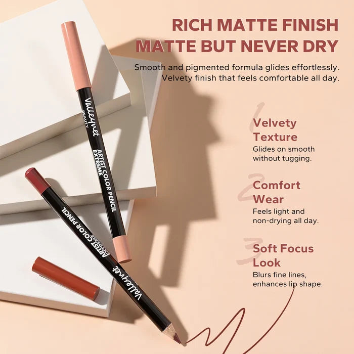 Set of four ShopHub NZ makeup lip and eyeliner pencils, featuring various shades of lip liner and eyeliner pencils on a white background.