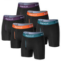 Six bamboo men's boxer shorts with open fly, breathable fabric, in plus size, featuring comfortable, stylish underwear by ShopHub NZ.