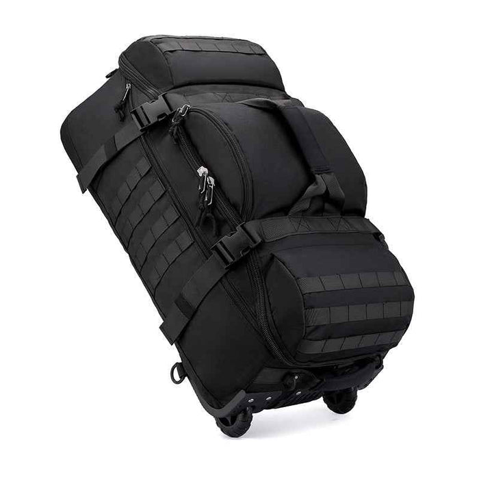 ECOTREK 80L travel duffel backpack with foldable design, convertible holdall and hidden straps for versatile travel use