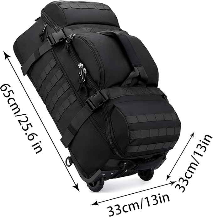 ECOTREK 80L travel duffel backpack with foldable design, hidden straps, and durable fabric for versatile travel use.