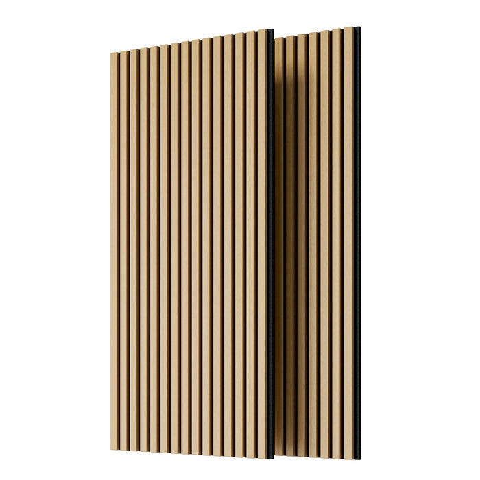 Acoustic Wood Slat Wall Panels, 2-Pack 3D Fluted Sound-Absorbing Panels, White Oak