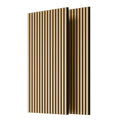 Acoustic Wood Slat Wall Panels, 2-Pack 3D Fluted Sound-Absorbing Panels, White Oak