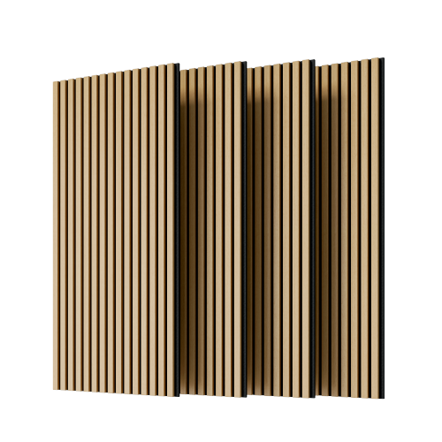 Acoustic Wood Slat Wall Panels, 2-Pack 3D Fluted Sound-Absorbing Panels, White Oak