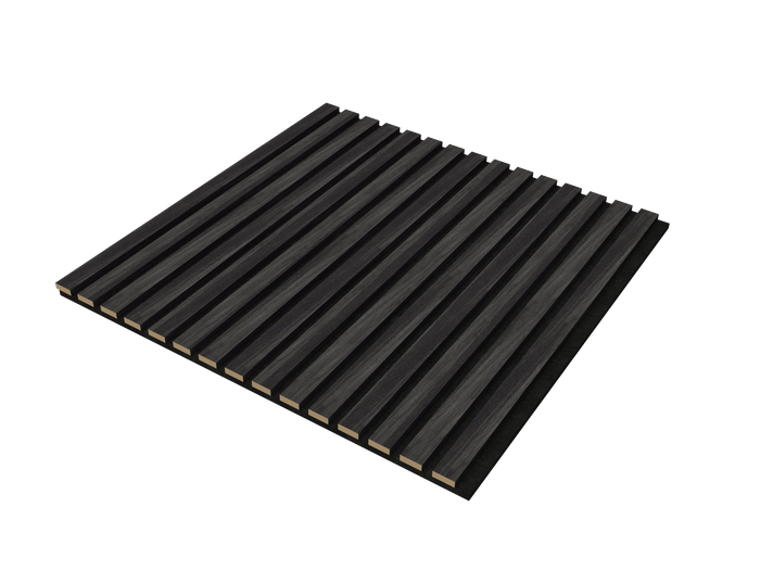 Acoustic Wood Slat Wall Panels, 4-Pack Sound-Absorbing Panels with Adhesive, Matte Black