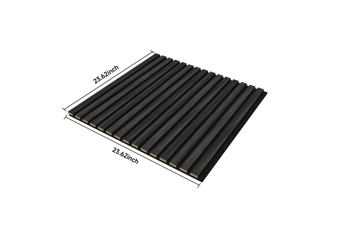 Acoustic Wood Slat Wall Panels, 4-Pack Sound-Absorbing Panels with Adhesive, Matte Black