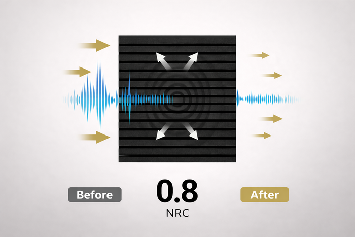 Acoustic Wood Slat Wall Panels, 4-Pack Sound-Absorbing Panels with Adhesive, Matte Black